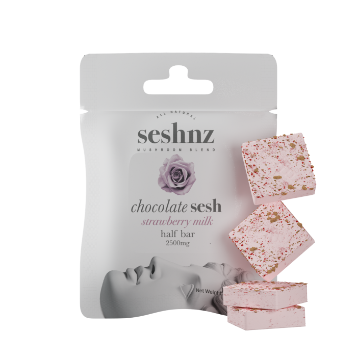 seshnz chocolate half bar | 2500 mg | strawberry milk | pk 1 | $10 ea.