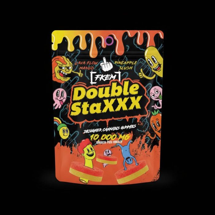 FK / Gummy 10000 mg /  DOUBLE STAXX / Lava Flow Mango / Pineapple Slush / Sativa / pk 1 / $120  ea